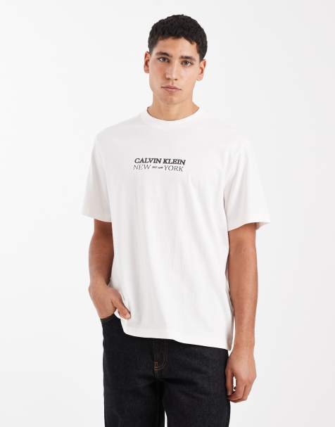 Calvin Klein Jeans chest graphic print t-shirt in white