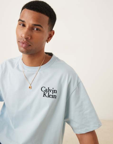 Calvin Klein Jeans chest logo t-shirt in pale blue - view 1
