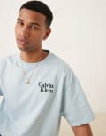 [Calvin Klein Jeans] Calvin Klein Jeans chest logo t-shirt in pale blue Chest 44 Winter sky