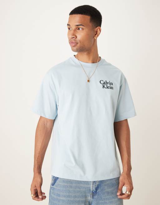 Calvin Klein Jeans chest logo t-shirt in pale blue, 4 of 4