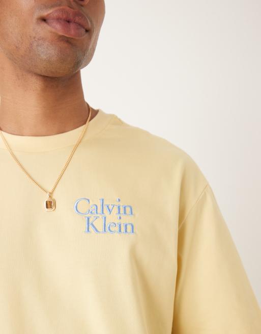 Calvin Klein Jeans chest logo t-shirt in yellow, 4 of 4