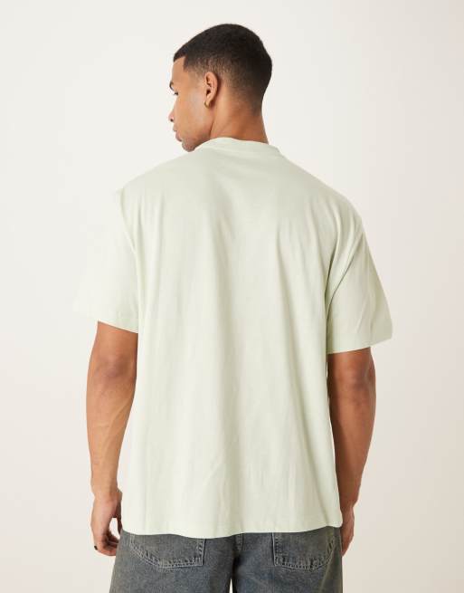 Calvin Klein Jeans chest monologo t-shirt in pale khaki, 3 of 4
