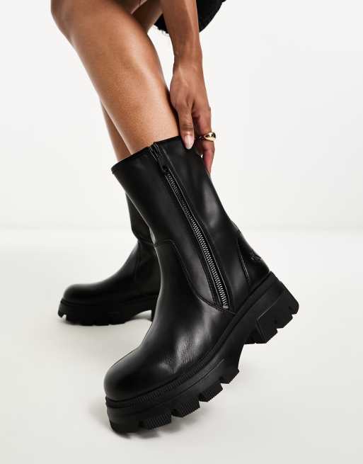 Calvin Klein Jeans chunky combat zip boots in black ASOS