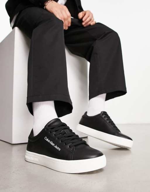 Calvin Klein Jeans chunky cupsole lace up sneakers in black