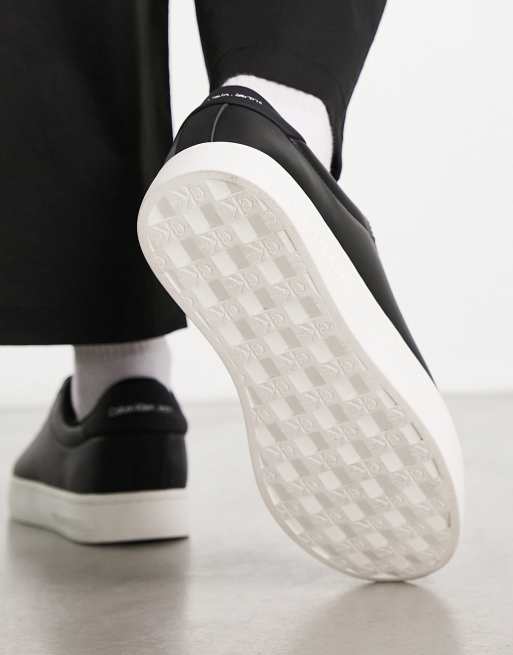 Calvin Klein Jeans chunky cupsole lace up sneakers in black ASOS