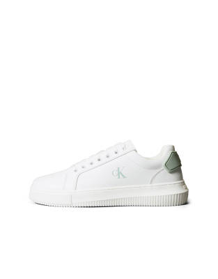 chunky cupsole sneakers in white and green