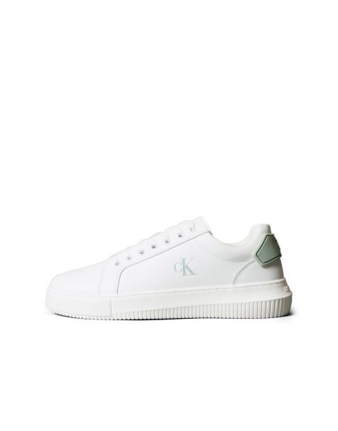 Calvin Klein Jeans chunky cupsole sneakers in white and green - view 1