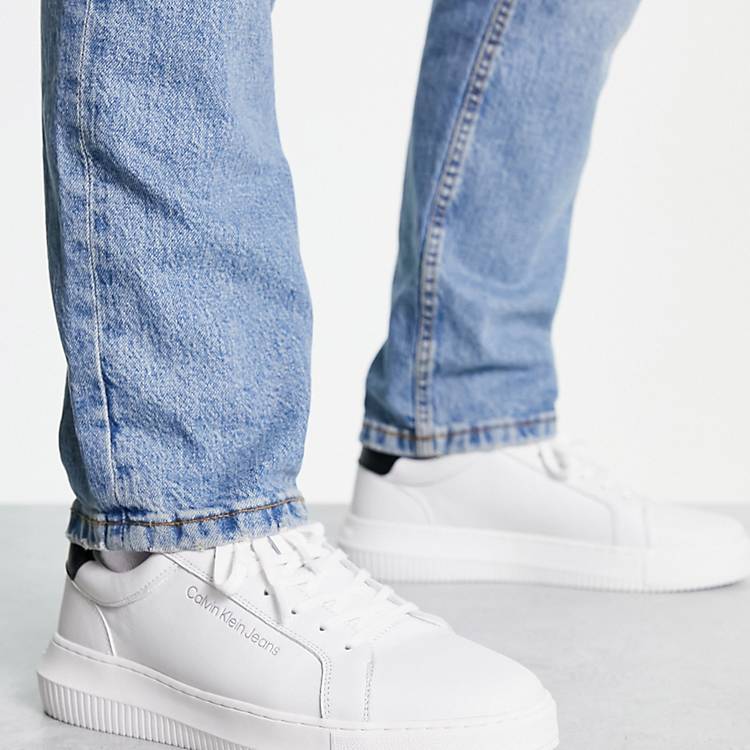 Calvin Klein Jeans chunky cupsole sneakers in white | ASOS