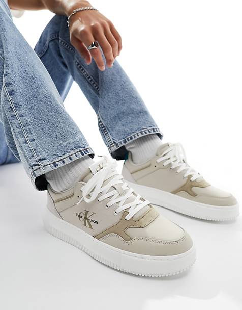 Calvin Klein Jeans chunky cupsole trainers in eggshell