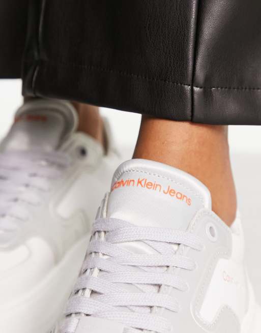 Calvin klein leather on sale chunky trainers white