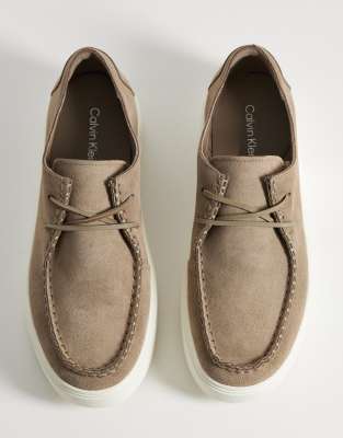  Jeans chunky hybrid suede apron lace up shoes in beige 