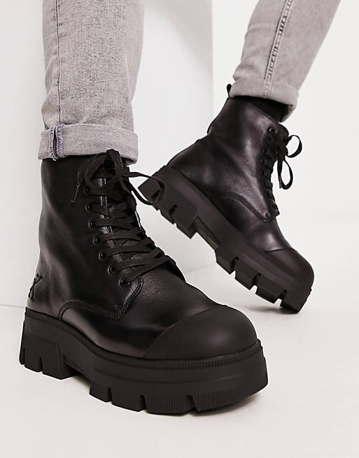 Calvin Klein Jeans chunky lace up boot in black | ASOS