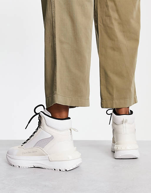 Opmerkelijk Verkeersopstopping droog Calvin Klein Jeans chunky lace up high top sneakers in off white | ASOS