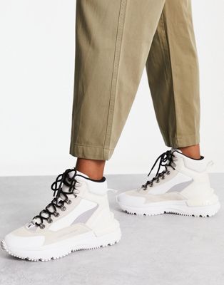Calvin Klein Jeans chunky lace up high top trainers in off white