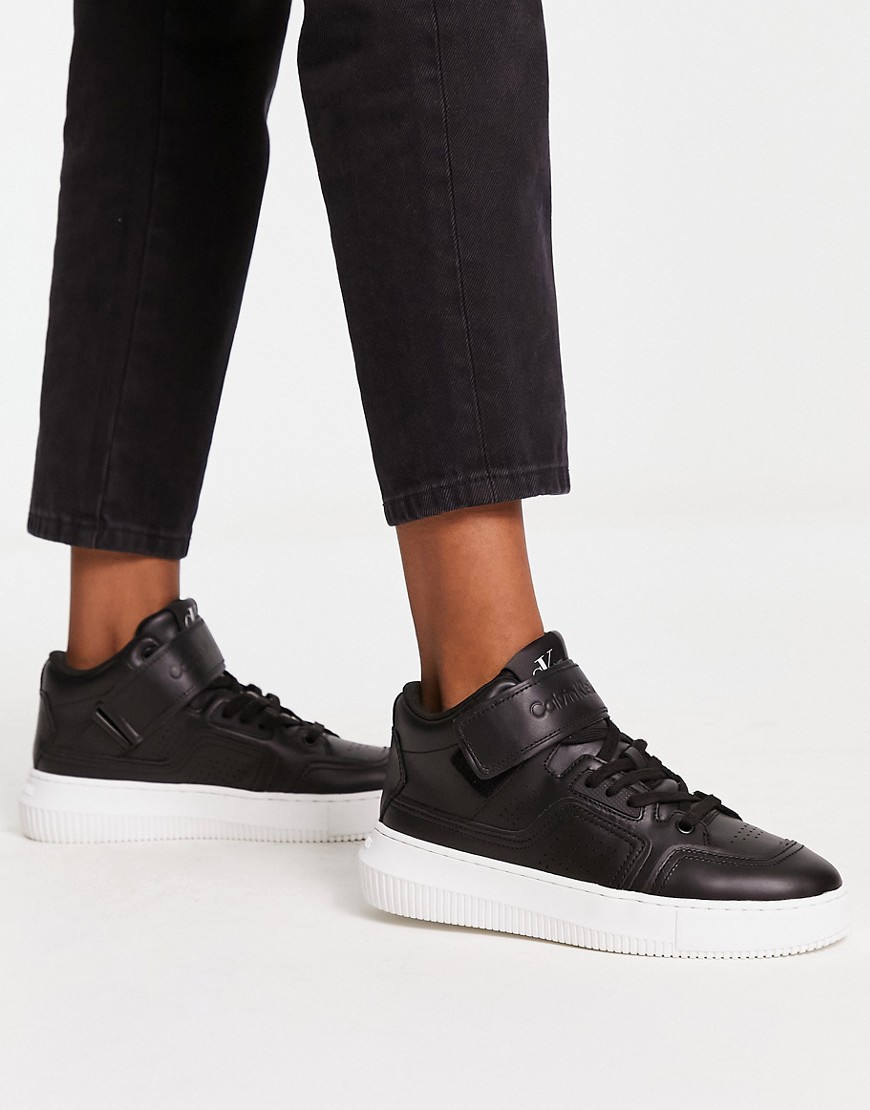 Calvin Klein Jeans chunky lace up leather sneakers in black