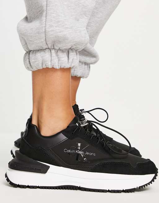 Calvin Klein Jeans chunky runner sneakers in black | ASOS