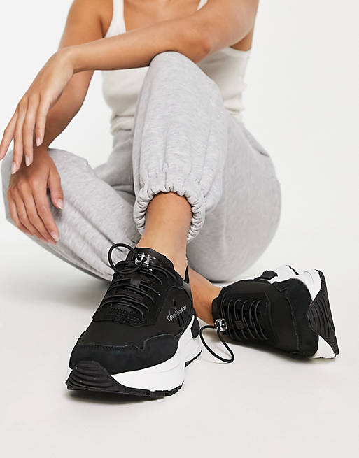 Calvin Klein Jeans chunky runner sneakers in black | ASOS