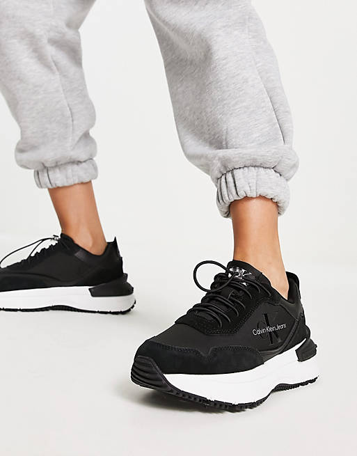Calvin Klein Jeans chunky runner sneakers in black | ASOS