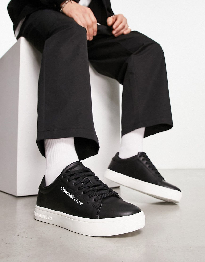 calvin klein jeans - chunky sneakers med snørebånd i sort-black