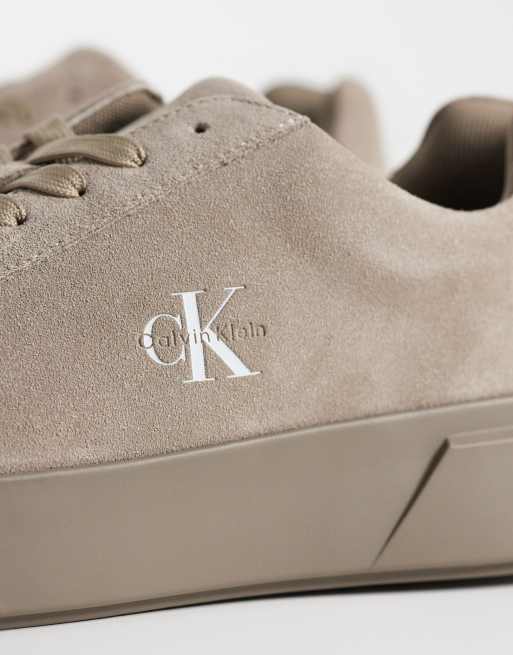 Calvin Klein Jeans chunky suede cupsole sneakers in khaki, 3 of 5