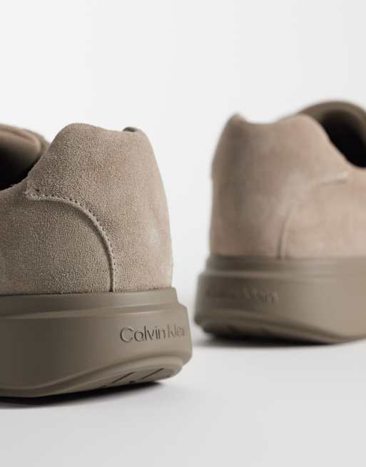 Calvin Klein Jeans chunky suede cupsole sneakers in khaki, 5 of 5