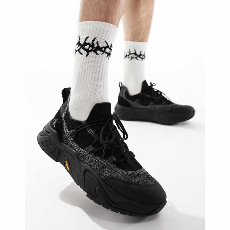 Calvin Klein Jeans chunky vibram sock sneakers in black Kit de regalo Flap calvin KLEIN Subtle Mix Cardholder Keyfob K50K509219 Ck Back BAX Cra wallonieShops