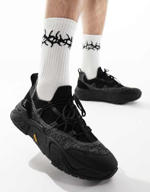 Calvin Klein Jeans chunky vibram sock trainers in black