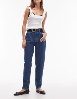 Calvin Klein Jeans – Ciemnoniebieskie jeansy mom fit