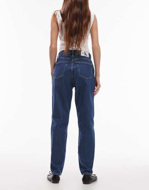 Calvin Klein Jeans – Ciemnoniebieskie jeansy mom fit, 2 z 5