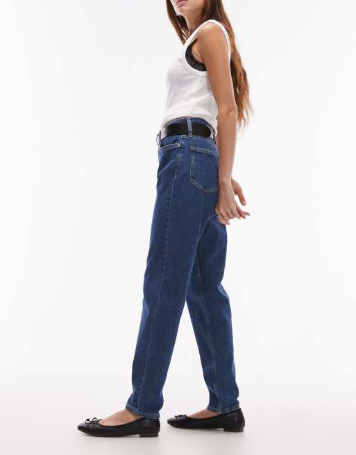 Calvin Klein Jeans – Ciemnoniebieskie jeansy mom fit, 3 z 5