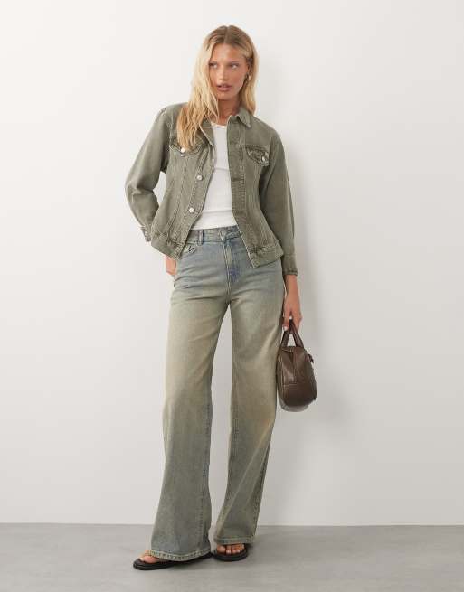 Calvin Klein Jeans cinched waist denim jacket in khaki, 2 of 4