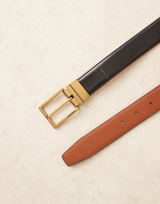 Calvin Klein Jeans - Cintura da 32 mm nera con fibbia squadrata