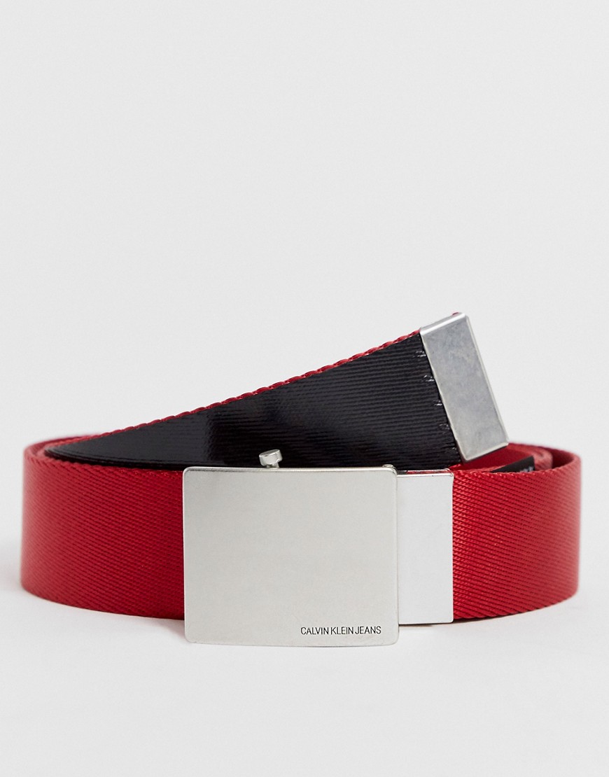 Calvin Klein Jeans - Cintura in tessuto rosso con logo