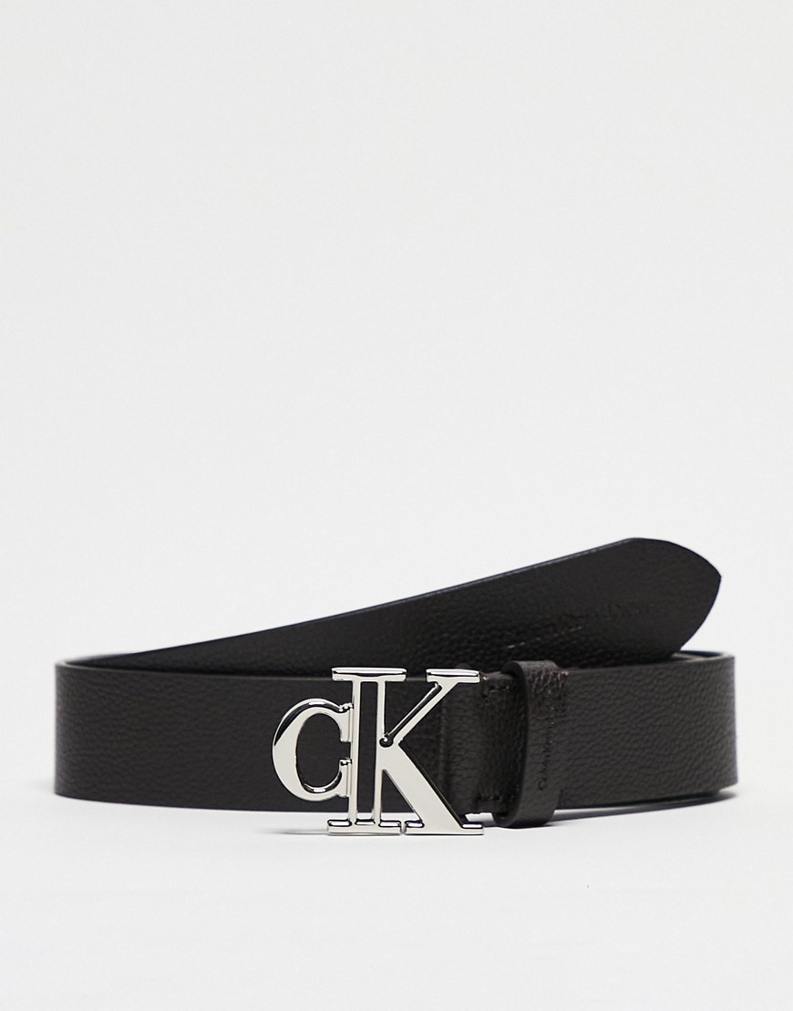 Calvin Klein Jeans - Cintura Nera In Pelle Da 35 Mm-Black