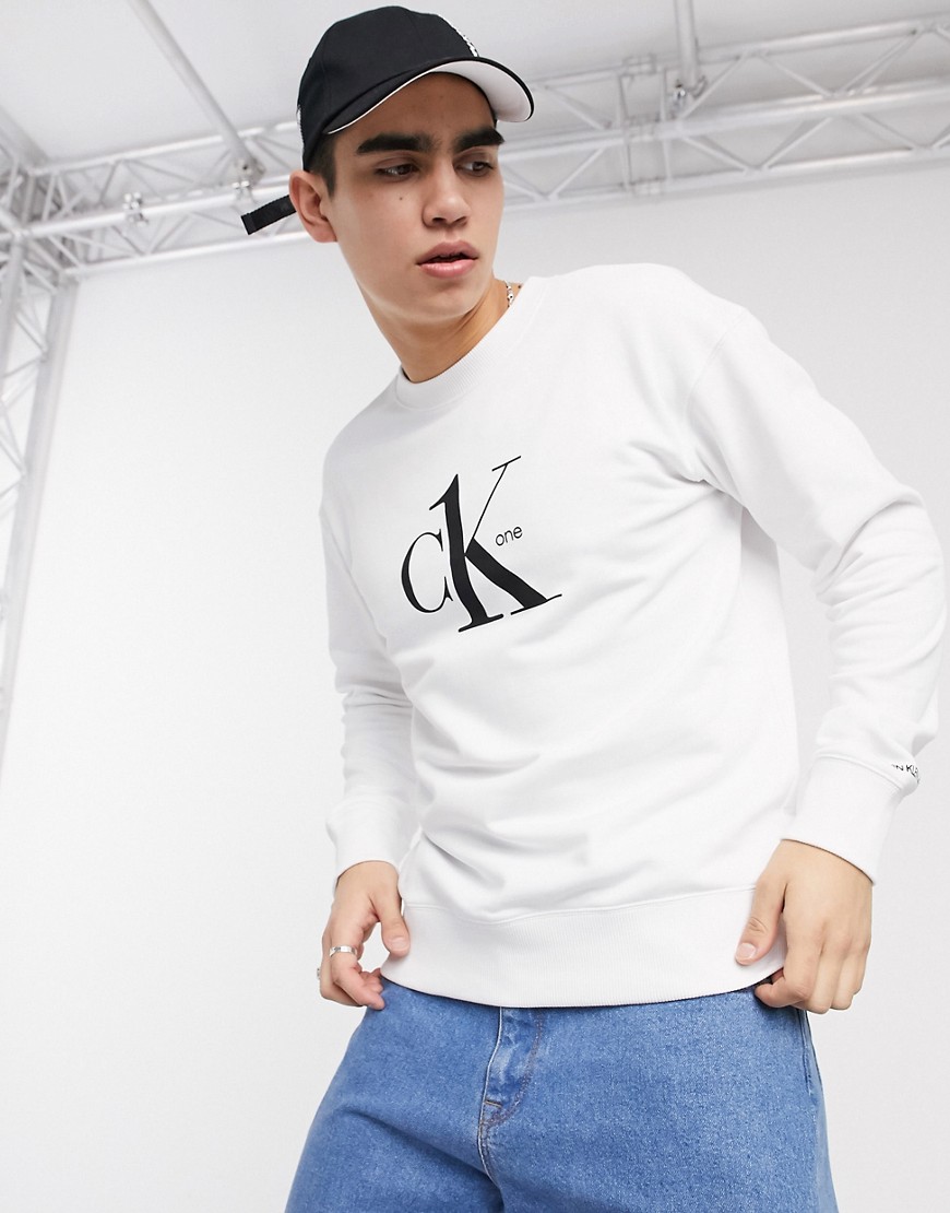 Calvin Klein Jeans CK1 Capsule central logo sweatshirt in white