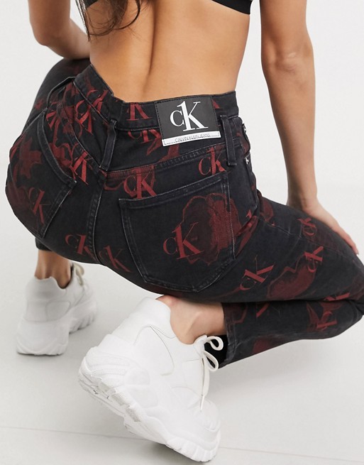 Calvin Klein Jeans CK1 mom jean in rose print