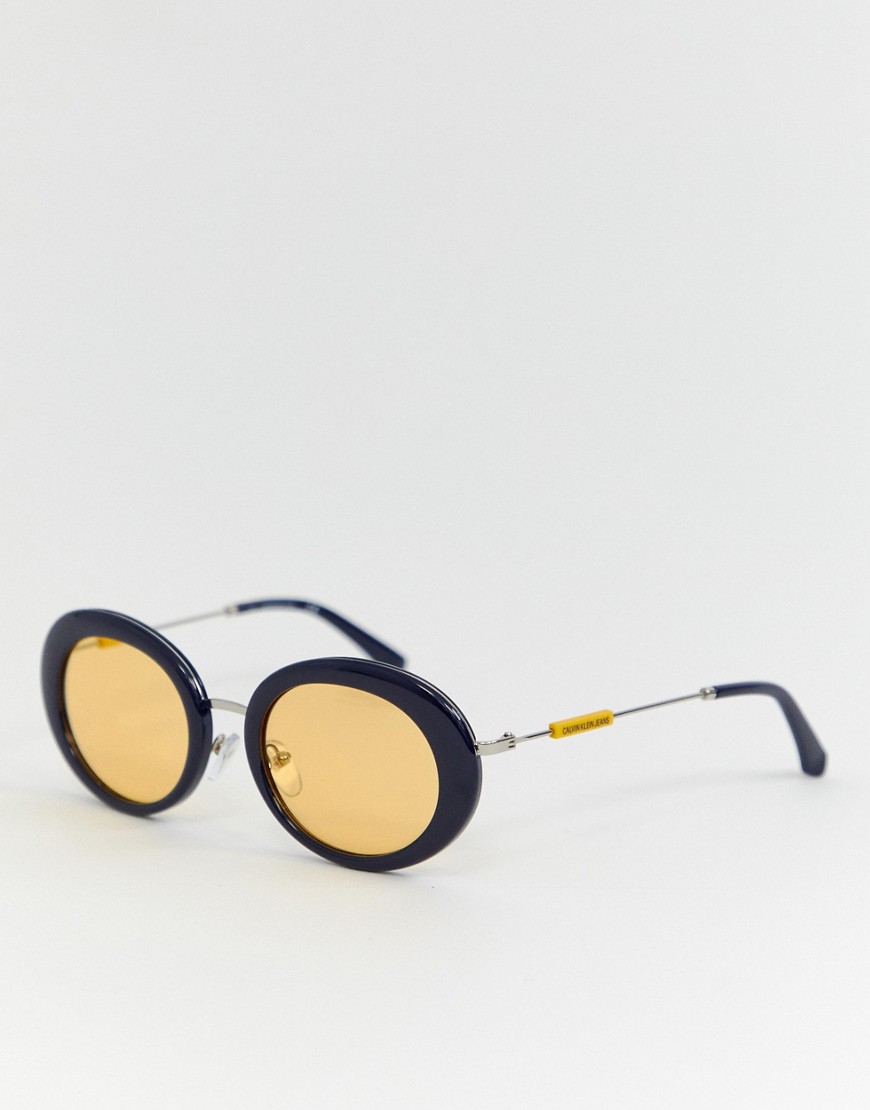 Calvin Klein Jeans – CKJ18701S – Ovala solglasögon-Marinblå
