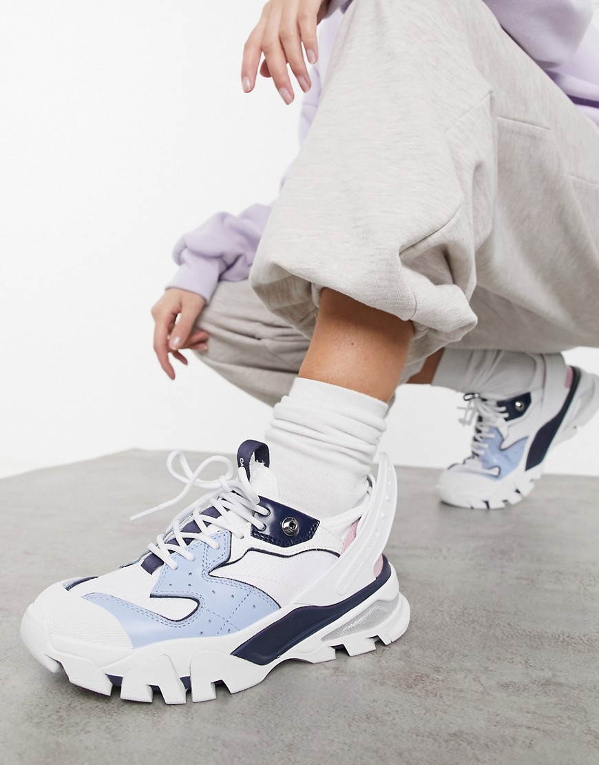 Calvin Klein Jeans clarice chunky trainers in white and blue mix-Multi