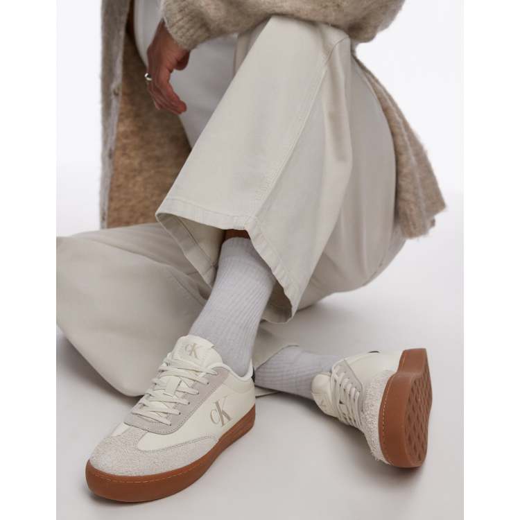 【 】classic cupsole trainers with gum sole Calvin Klein Jeans classic cupsole trainers in off white