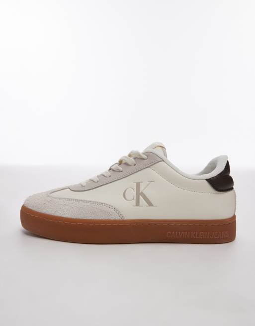 【 】classic cupsole trainers with gum sole Calvin Klein Jeans classic cupsole trainers in off white