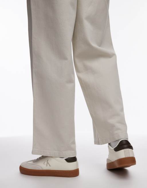 【 】classic cupsole trainers with gum sole Calvin Klein Jeans classic cupsole trainers in off white