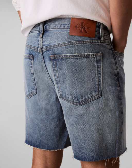 Calvin Klein Jeans classic denim shorts in mid wash blue, 3 of 4