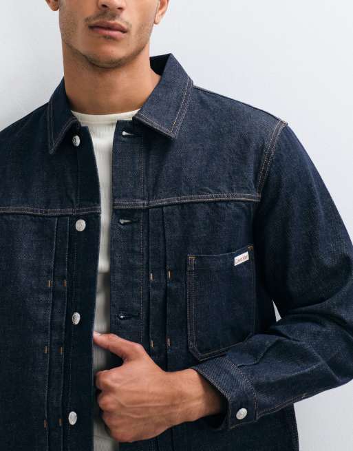 Calvin Klein Jeans classic denim trucker jacket co-ord in indigo blue, 3 of 5