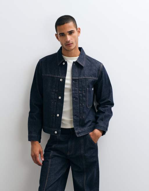 Calvin Klein Jeans classic denim trucker jacket co-ord in indigo blue, 4 of 5