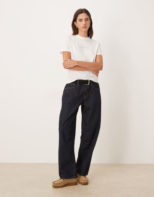 Calvin Klein Jeans classic fit Monologo t-shirt in white, 3 of 4