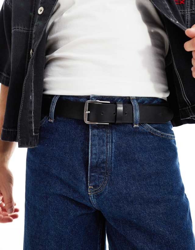 Calvin Klein Jeans - classic flat leather belt in black