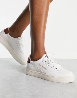 Calvin Klein Jeans classic leather cupsole lace up trainer in white - ASOS Price Checker