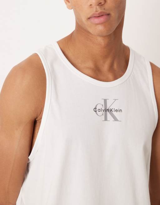 Calvin Klein Jeans Classic Monologo muscle vest in white , 5 of 5