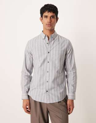 Calvin Klein Jeans Est.1978 Classic Stripe Oxford Shirt In Gray