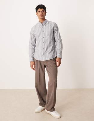Calvin Klein Jeans Est.1978 Classic Stripe Oxford Shirt In Gray